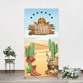 Aperturee - Aperturee Western Region First Rodeo Birthday Rectangle Backdrop